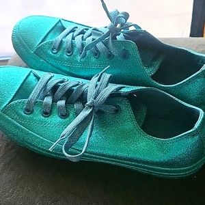 Blue/teal glitter converse